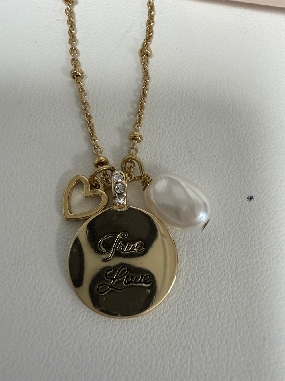 LC Lauren Conrad Gold-Tone 'True Love' Disc Necklace with Pearl & Heart